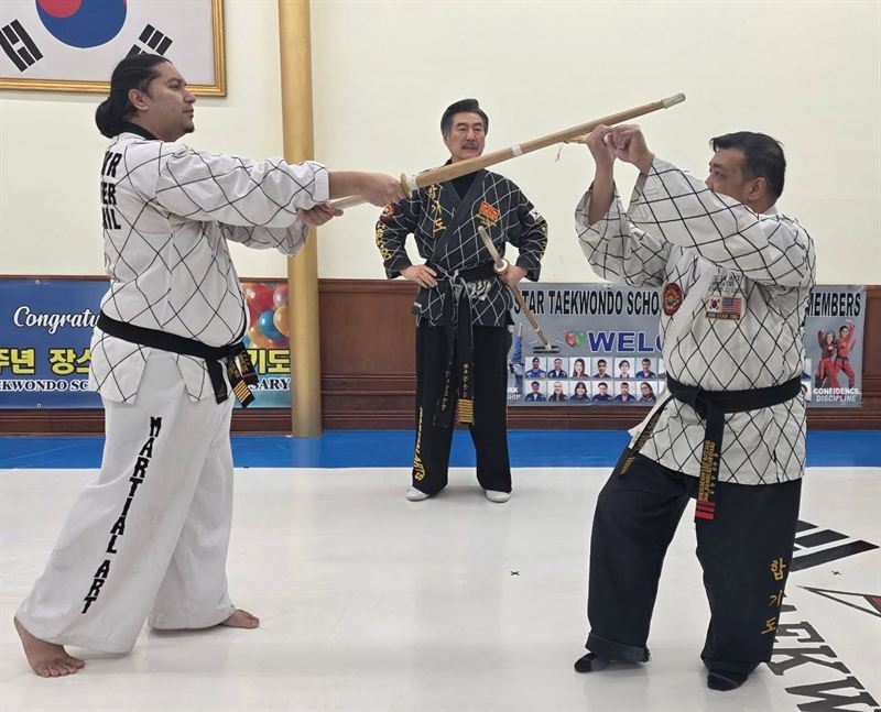 Demonstration board-breaking performance during an elite show